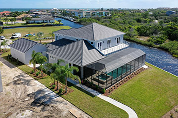 Rear of home, canal, and Atlantic Ocean - Flagler Beach, Florida